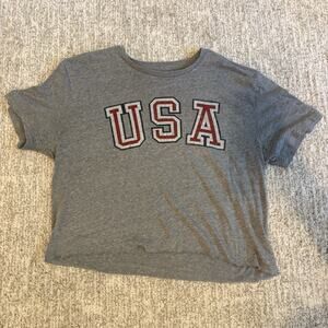 Old Navy Soft-Washed Gray USA America 4th of July Patriotic Size M Cropped